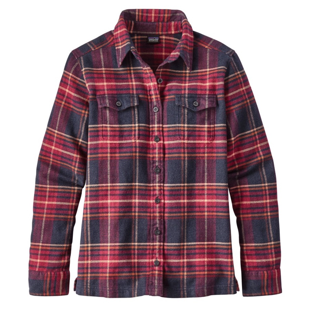 Patagonia Red Gray Big Sky Plaid Fjord Organic Cotton Button Down Shirt